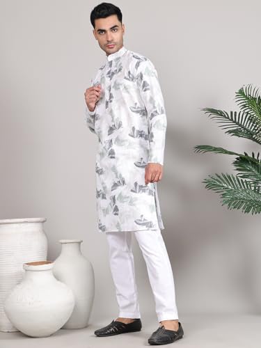 Image of Majestic Man Women's Cotton Regular Fit Casual Ethnic Motifs Printed Mandarin Collar Long Kurta