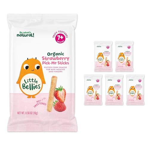 Little Bellies Organic Strawberry Pick-Me Sticks Baby Snack (Pack of 5 x 0.56 oz Individual Packs)