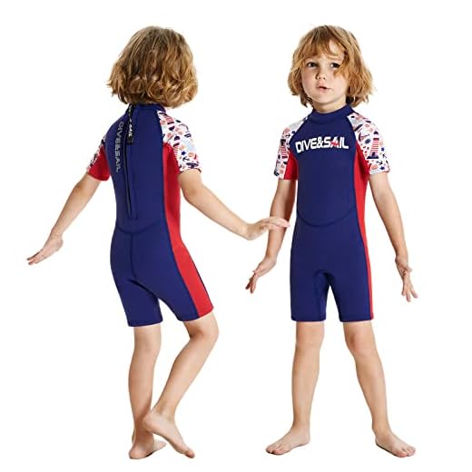 ANVIGO Neoprenanzug Kinder Neopren Shorty Thermal Tauchen Badeanzug, 2,5 mm Neopren Rückenreißverschluss Einteilige Neoprenanzüge für Wassersport Surfen Schwimmen Tauchen Jetski (Navy Blau, L)