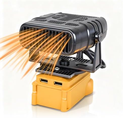 Portable Cordless Small Space Heater for Dewalt 20V Max Battery, 170W Efficient Heating Small Room Space Heater with 180°Adjustable Angle, Safe & Quiet for Car Inside Office Room Tent Use(No Battery)