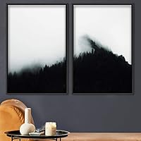 2 Piece Framed Canvas Wall Art Foggy Scenery Canvas Prints Home Artwork Decoration for Living Room,Bedroom - 16