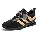 PENXZT Zapatillas de Halterofilia para Hombre Cuero Gimnasio Crossfit Lifting Zapatillas Zapatillas de Entrenamiento de Equilibrio de Apoyo Calzado Antideslizante para Sentadillas,Black b,46 EU
