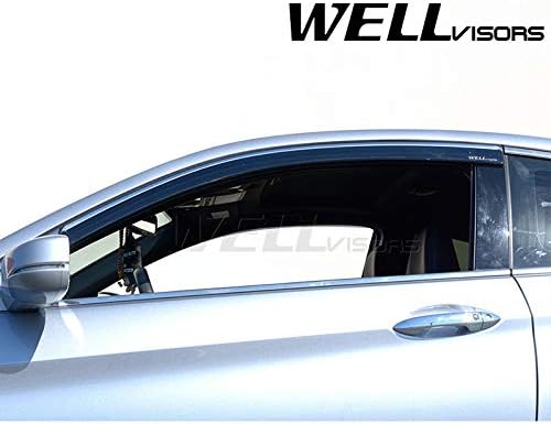 WellVisors Window Visors Wind Deflectors Compatible with Honda 2013-2017 Accord Coupe 2D with Chrome Trim Rain Guards 3-847HD031