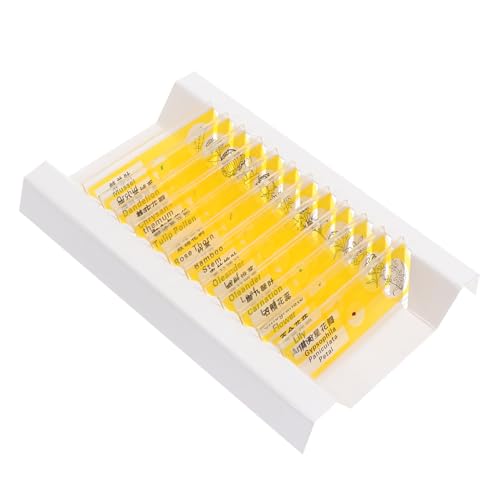 UTHCLO 1箱 中英文標名入り顕微鏡用切片スライド 向け生物標サンプル 植物黄プ プラスチック製 学習用理科実験教材