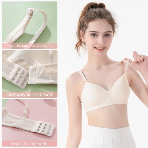 Girls Training Bras for Teens Ages 12-14 14-16 16-18 Years Kids Teen Bra Cotton Wireless Adjustable Straps 4-Pack4