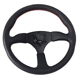 KYGFG Volante De Cuero Genuino Drift Car Racing Game Pc Volante 350 Mm / 14 Pulgadas (Color : 5135BK-ZP-BK)