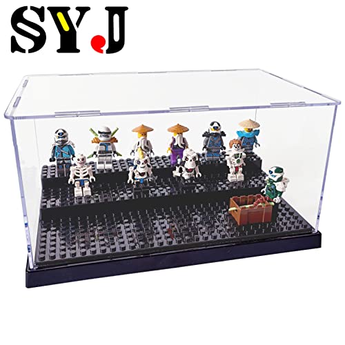Acrylic Display Case for Figures Dustproof, Clear Display Box with Building Base, Collection Bricks Storage Blocks Aciton Figure Showcase(Black) by SHIYIJIA - Used condition - Image 4