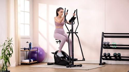 Image of Amazon Basics Advanced Elliptical Cross Trainer with Adjustable Seat,LCD Display,8 Levels Magnetic Resistance,6 Kg Flywheel,Max User Weight 120 Kg(Free Installation,Warranty Included)