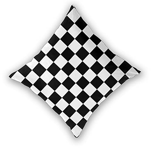 Jasmoder Black White Race Checkered Flag Throw Pillow Covers 18 X 18 Inch Set Of 2 Square Cushion Pillow Case Home Decor For Couch Sofa Bed Living Room #TOP1