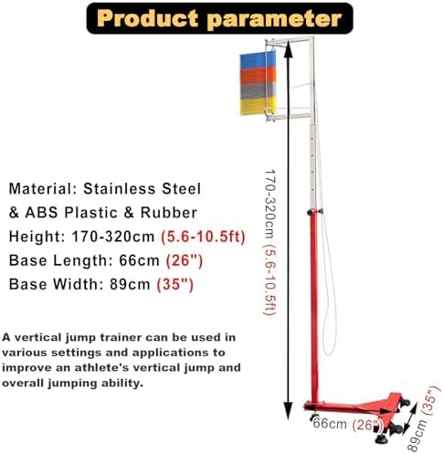 Free-Standing Jump Measurement Tester，Vertical Jump Gauge, Floorstanding Sports Vertical Jump Bar, Height-Adjustable Vertical Jump Tester Training Device with Colourful Flag and Stable Base,