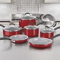 Cuisinart 54C-11R 11-Piece Ceramica XT Nonstick Cookware Set, Red/Stainless Steel — image 4