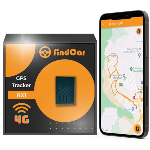 findCar BX1-4G - Localizador GPS Mini para Coches, Camiones, Motos y más | Localización en Vivo | a Batería | Alarmas Exceso Velocidad, Antirrobo y Geovalla | Localizador GPS Coche (1000mAh 4G)