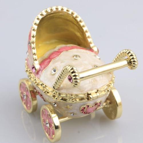 Boîte à bibelots poussette de rose, gardienne émaillée de vos doux souvenirs - 3