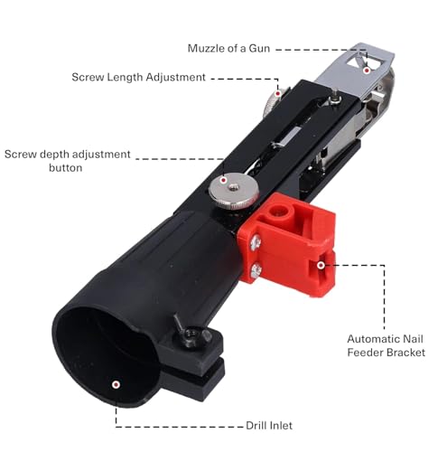 Image of AASONS Automatic Chain Nail Gun Adapter - Collated Screw Auto-Feed Nailing Head for Electric Drill, Drywall & Woodworking Nail Gun Attachment with 50Pcs Chain Nails