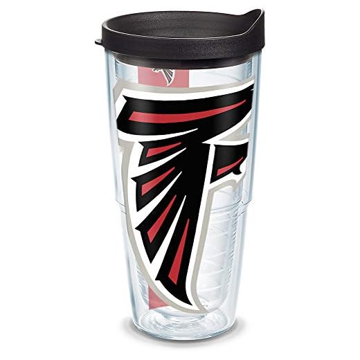 Tervis NFL Atlanta Falcons Colossal Wrap Tumbler with Black Travel Lid, 24 oz, Clear