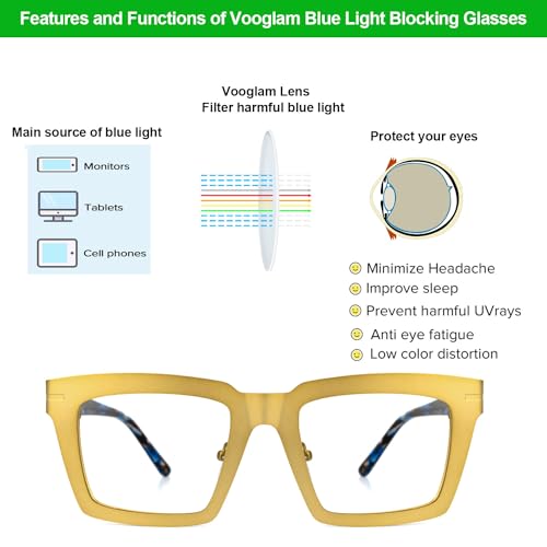 Image of VOOGLAM Rectangle Blue Light Blocking Glasses for Women Men Anti Eyestrain Dry Eyes Eyewear Arnal