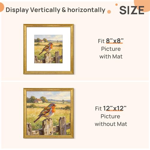 Image of upsimples 12x12 Picture Frame, Vintage Frames Decor, 1Pack Gold