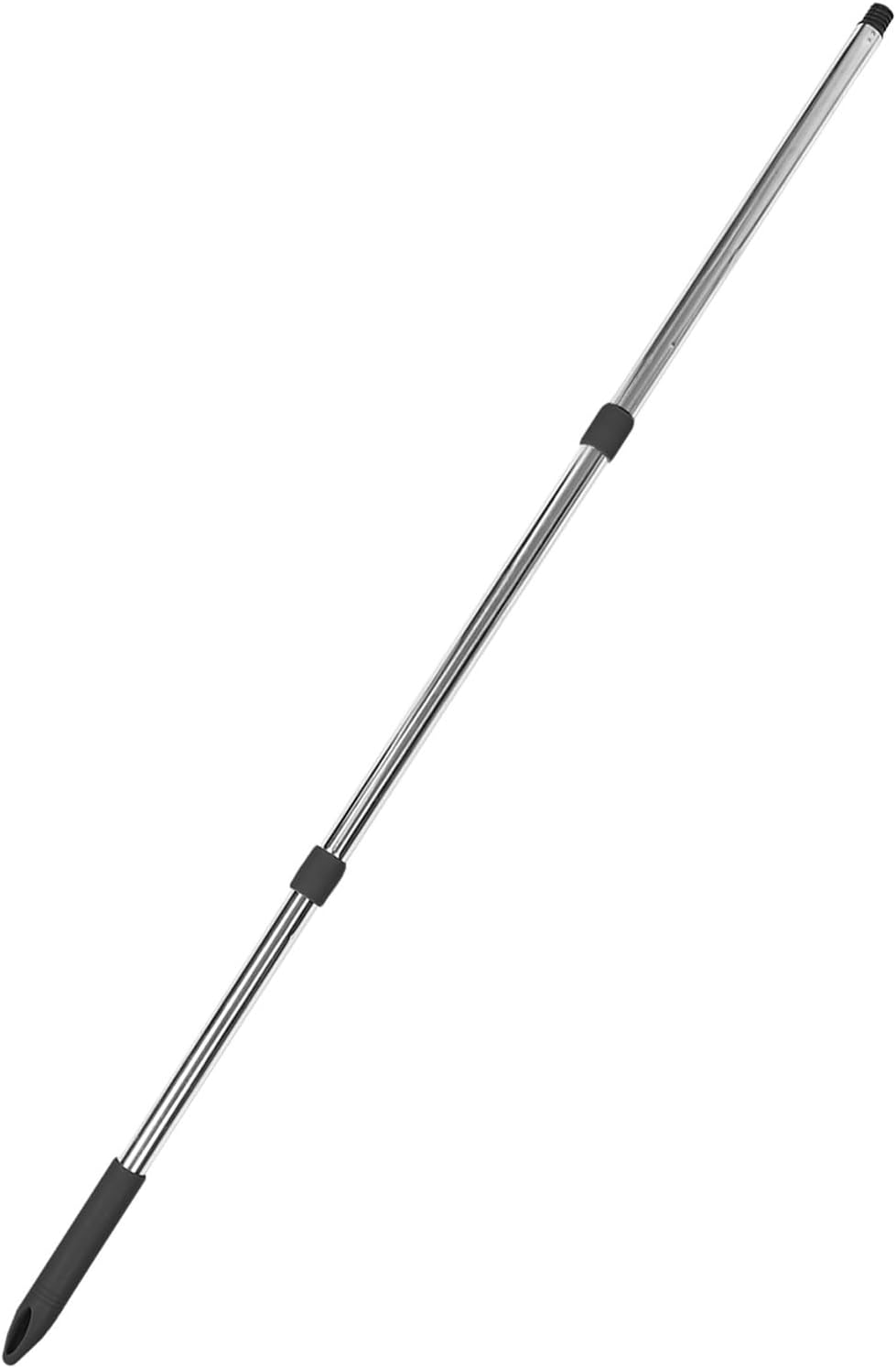 Universal Threaded Stainless Steel Mop Handle with Protective Cover, Three-Section Cleaning Rod for Household and Commercial Use, Sturdy Broom Replacement Pole