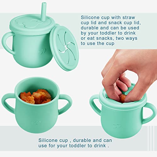 3 Sets Baby Led Weaning Supplies, Silicone Baby Feeding Set With Divided Plate Adjustable Bib Suction Bowl With Lid Snack Cup Soft Spoon Fork, Toddler Self Eating Utensil (Beige, Orange, Mint) #TOP4