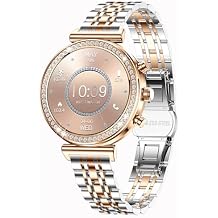 Smart Watches for Women Fitness Tracker with Diamonds Multi-Sport Modes Heart Rate Monitor Sleep Monitoring Bluetooth Calls Female Helath 1.27" Dainty Smartwatch for Android iOS