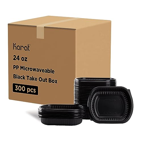 Karat 24oz PP Microwaveable Black Take Out Box (Case of 300)