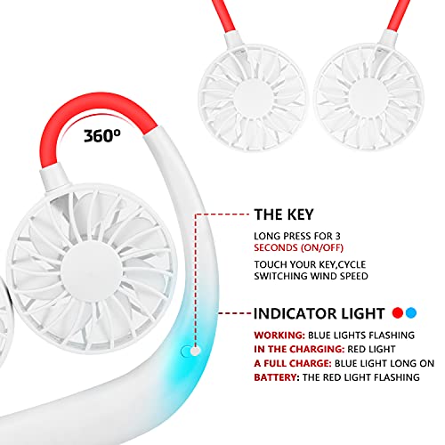Shuangjishan Portable Hanging Neck Sports Fan, Hands Free Personal Wearable Fan-Usb Rechargeable Headphone Neckband Fan,3 Speeds,2000Mah,360 Degree Free Rotation Fit For Outdoor Office And Kitchen #TOP2