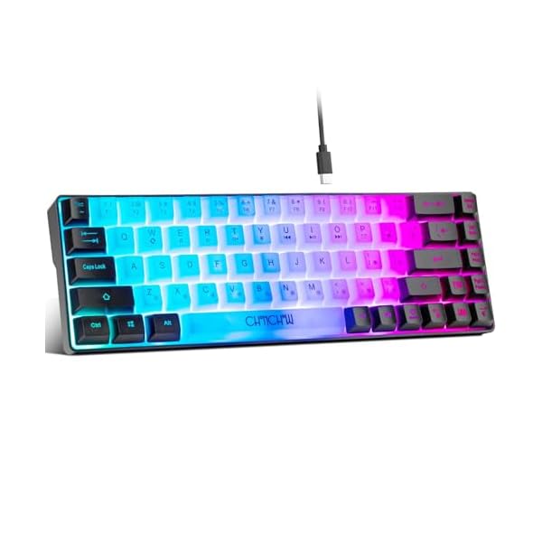 CHONCHOW Mini RGB 60% Gaming Keyboard, 68 Keys Small Compact USB Wired Rainbow Light Up Backlit Gaming Keyboard for Xbox PS4 PS5 PC Laptop Gamer(White-Black)