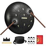 IPHUNGO Steel Tongue Drum 11 Notes 10 Inch Dia Percussion - Tank Drum Handpan Drum Instruments with...