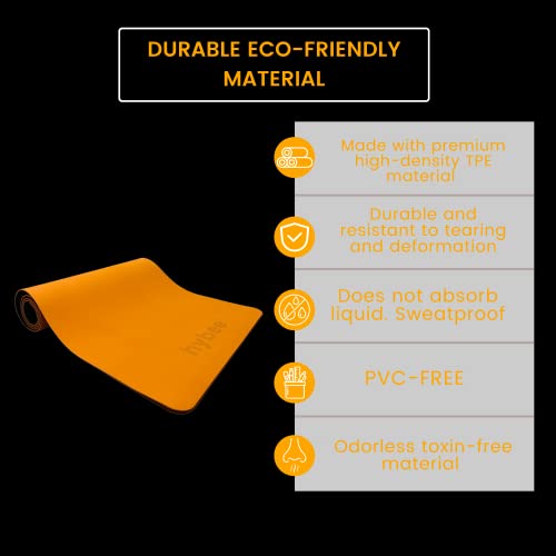 Hybee 1/4 Inch Thick Tpe Yoga Mat, Non-Slip Eco-Friendly Double Color Durable Fitness Exercise Workout Mat With Matching Carrying Strap & Carry Bag - Suitable For Home Workouts, Exercise, Pilates, Yoga, Gym, Outdoor Activities (Yellow) #TOP4