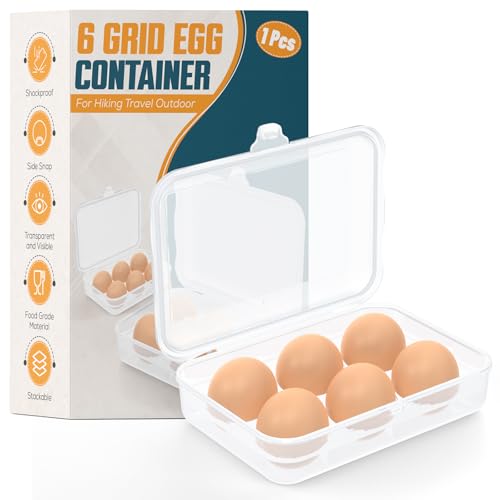 ZPU Egg Holder Camping, 1Pcs 6 Grid Egg Container, Plastic Egg Carrier for Camping Picnic Travel...