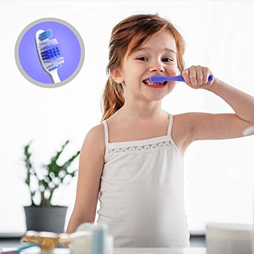 TANGXIA UV Toothbrush Sterilizer Holder, Solar Powered Rechargeable Toothbrush Sanitizer, Wall Mounted Toothbrush Organizer with Timing Function for Washroom Bathroom -10 Seconds Disinfection
