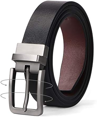 JASGOOD Women Leather Reversible Belt, Ladies Belt for Jeans with Rotated Buckle(Suit for Pants Size 27-31 Inches, Black)