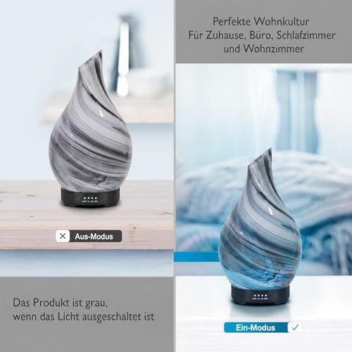 Aroma Diffuser aus Glas Ultraschall Aromatherapie Diffusor für ätherische Öle, 7 Farben-Beleuchtung, Automatische Abschaltung, Luftbefeuchter Elektrisch Duftlampe für Schlafzimmer Büro Spa 150ML – Bild 3