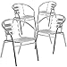 Flash Furniture Lila 4 Pack Commercial Aluminum Indoor-Outdoor Restaurant Stack Chair with Triple Slat Back and Arms