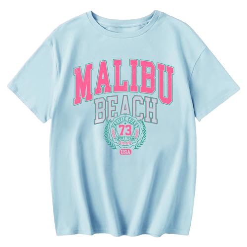 Image of Sulayesh Cute Letter Graphic Tees for Girls Preppy Aesthetic Shirts Oversized Trendy T Shirts Loose Casual Summer Tops