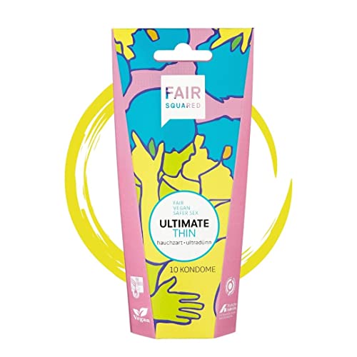 FAIR SQUARED 10 Stück Kondome Ultimate Thin – ultra dünne Kondome vegan gefühlsecht hauchzart – Naturkautschuk nachhaltig & fair – LGBTQ