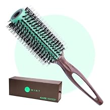 MINT Eco-Friendly Boar Bristle Round Brush for Blow Drying | Durable Blowout Styling for All Hair Types | Ceramic Round Brush with Hand-Crafted Wooden Handle 30 mm