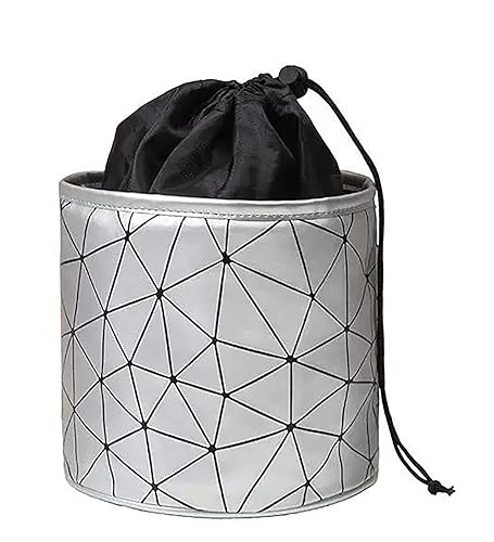 Image of House of Quirk Makeup Potli Travel Cosmetic Organizer Bag Large Zipper Pouch Toiletry Bag for Women (Silver)