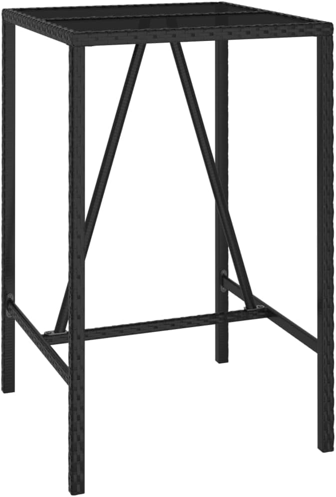 3 Piece Patio Bar Set Black Poly Rattan, Garden Furniture Sets