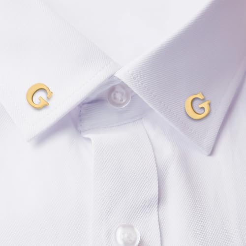 Image of HONEY BEAR Mens Womens Initial Alphabet Letter Lapel Pins Collar Badge Brooches for Business Wedding Graduation Gift Matte Gold 0.59 inches