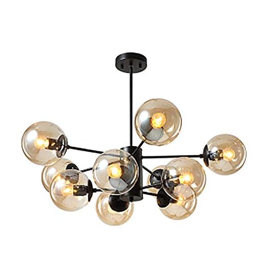 E27 Moderno Lustre Sputnik Luminária Preto Fosco Semi Embutido Luz de Teto Abajur de Vidro Esférico Meados do Século Durante a Luz - Abajur Cognac Decoração de 10 Cabeças