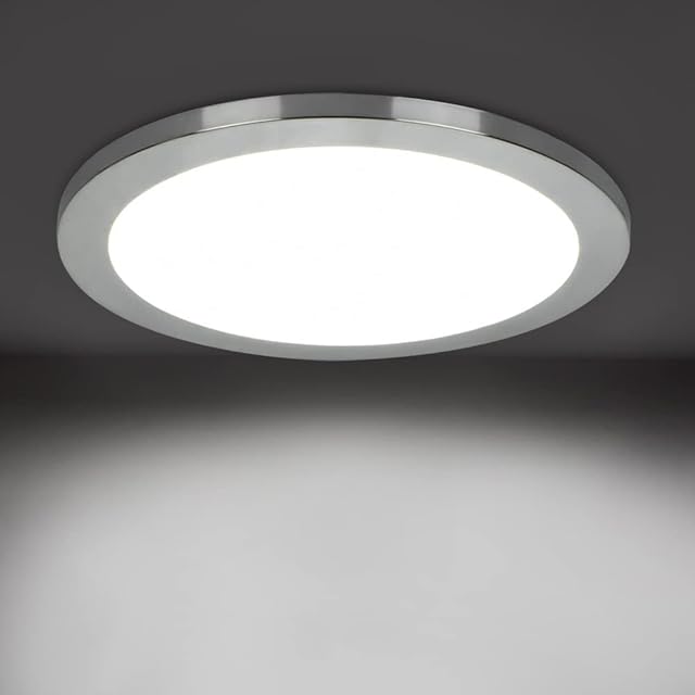 PADMA LED Ceiling Light Fitting, Bathroom Lights Ceiling Waterproof IP44, 15W 1200 LM 6500K Ultra-Thin Ceiling Light, Round Flush Ceiling Lights for Bedroom, Hallway, Living Room, Cold White Ø 26cm