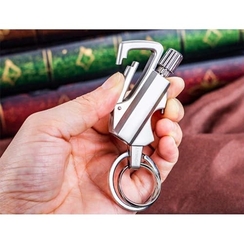 Image of Permanent Metal Lighter, Keychain for Outdoor Use, Emergency Survival Gear with Flint Metal Match, Rechargeable Kerosene Lighter