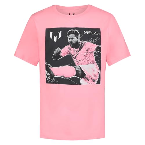 Messi Boys' Lifestyle Short Sleeve T-Shirt, Slim-fit Graphic Tee, Cotton Blend Fabric, Goal KICK - Candy Pink, 14-16 — view 5