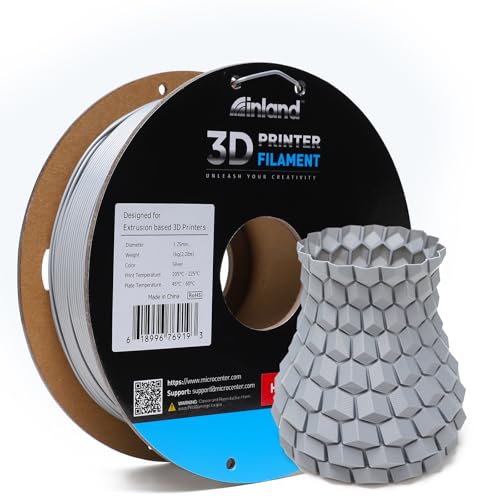 INLAND High Speed PLA+ 3D Printing Filament 1.75mm – Fast Printing PLA Pro Dimensional Accuracy +/- 0.03 mm – 1kg Cardboard Spool (2.2 lbs) (1 Pack Silver)