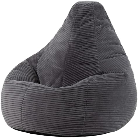 Icon Dalton Sitzsack Cord mit Füllung, Grau | In Deutschland Hergestellt, Sitzsack Erwachsene, Weicher Cordstoff, Gaming Sitzsack für Wohnzimmer und Schlafzimmer