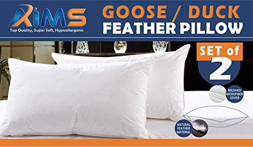 2pk Pair Pillow DUCK Feather Down Continental Hypoallergenic White Cushions Square Insert Luxury Deluxe Best Hotel Quality Super Soft Warm and Cosy Anti Allergy Computer Construction, Self-fabric