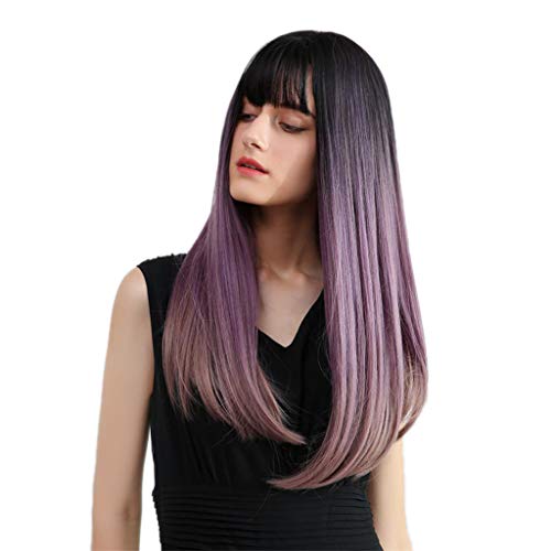 kowaku Lady Natural Fashion Punk Wigs C/Bang para Cosplay Carnival Party Daily 24 '' - Roxo
