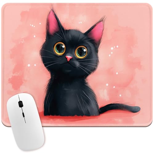 NiHome Mauspad für Gaming und Büro, 270 x 210 mm Mousepad mit Rutschfester Gummibasis, Ultra-glatter Oberfläche für Präzision, ideal für PC, Laptop und Computer (Kätzchen)