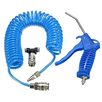 AASONS Air Blower Blow Spray Gun and Recoil Hose Dust Clean Nozzle Set (10m Coil)